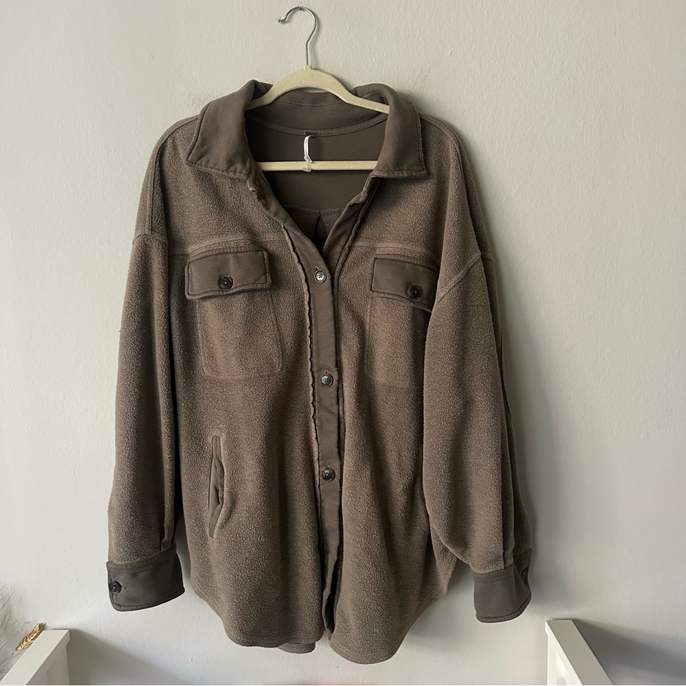FREE PEOPLE
Ruby Oversized Shirt Jacket in Army Taupe M - Picture 5 of 14